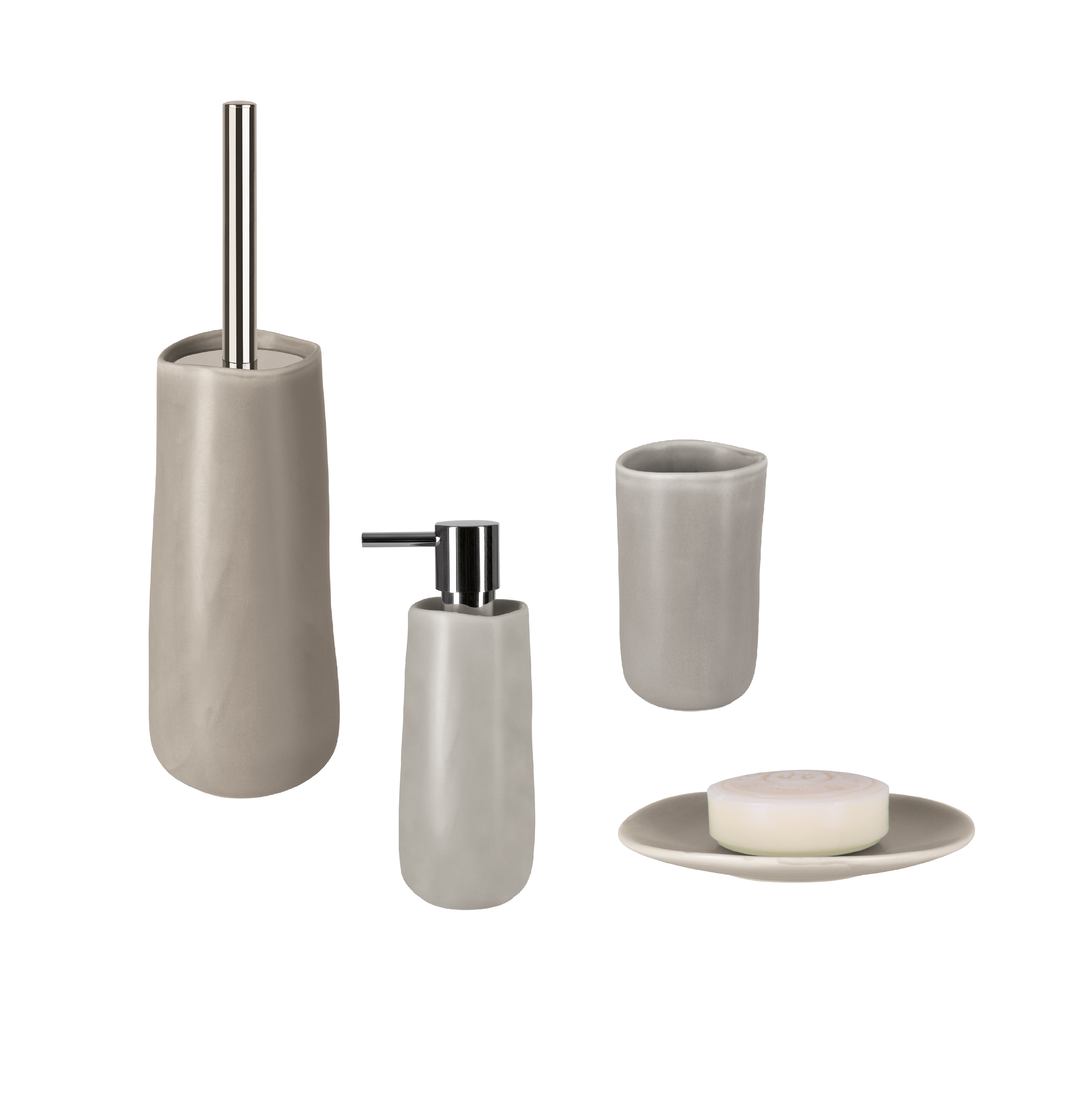 4-Piece Bathroom Accessories Set Spirella Sina Taupe Gray ...