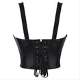 thumbnail image 3 of FASHOFT Black Renaissance Corset Top For Women Black Crocodile Faux Leather Y2K Spaghetti Strap Tank Slim Fit Cropped Waist Cinching Top Leather Corset Top L, 3 of 5