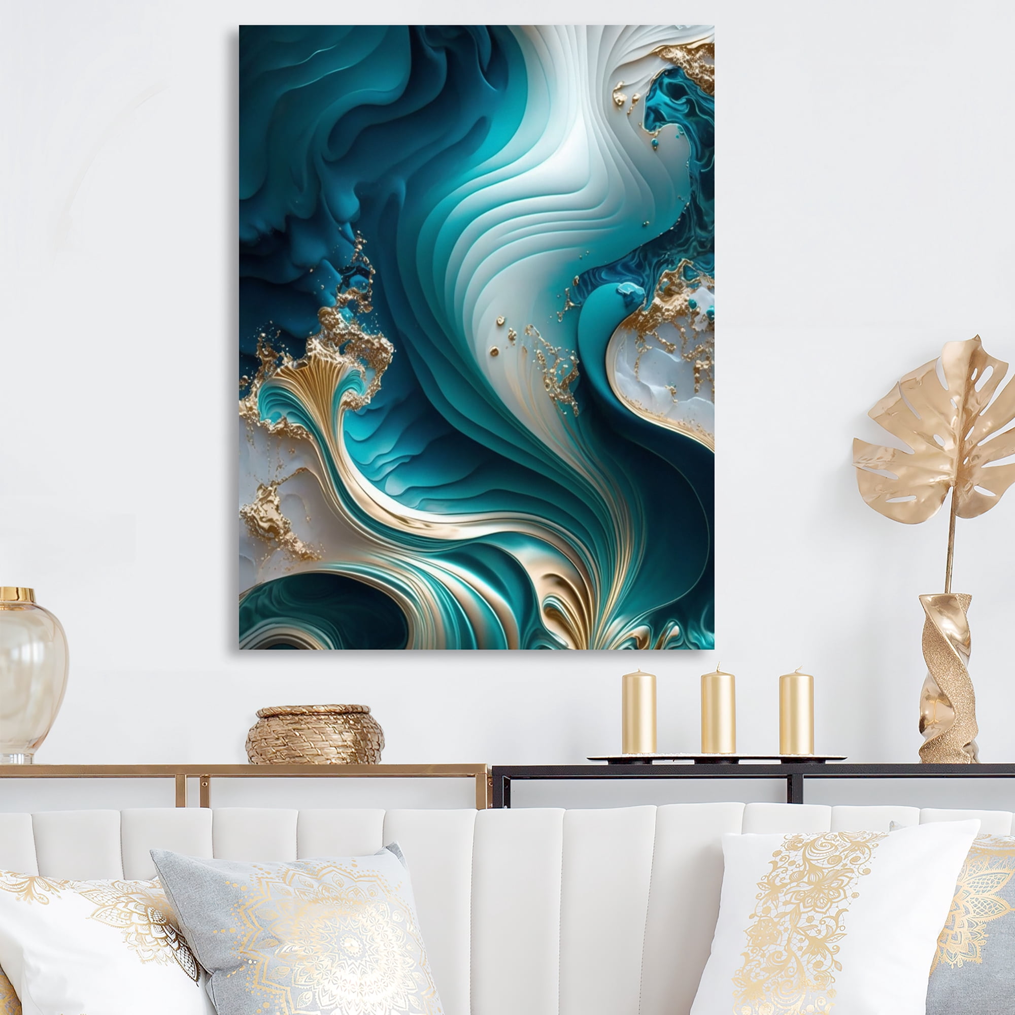 Designart Abstract Geode Turquoise III Canvas Wall Art