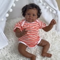 thumbnail image 3 of Realistic Reborn Baby Dolls 21 inch African American Real Life Newborn Cloth Body & Vinyl Limbs with Outfit and Feeding Toy for Age 3 And Up, 3 of 4