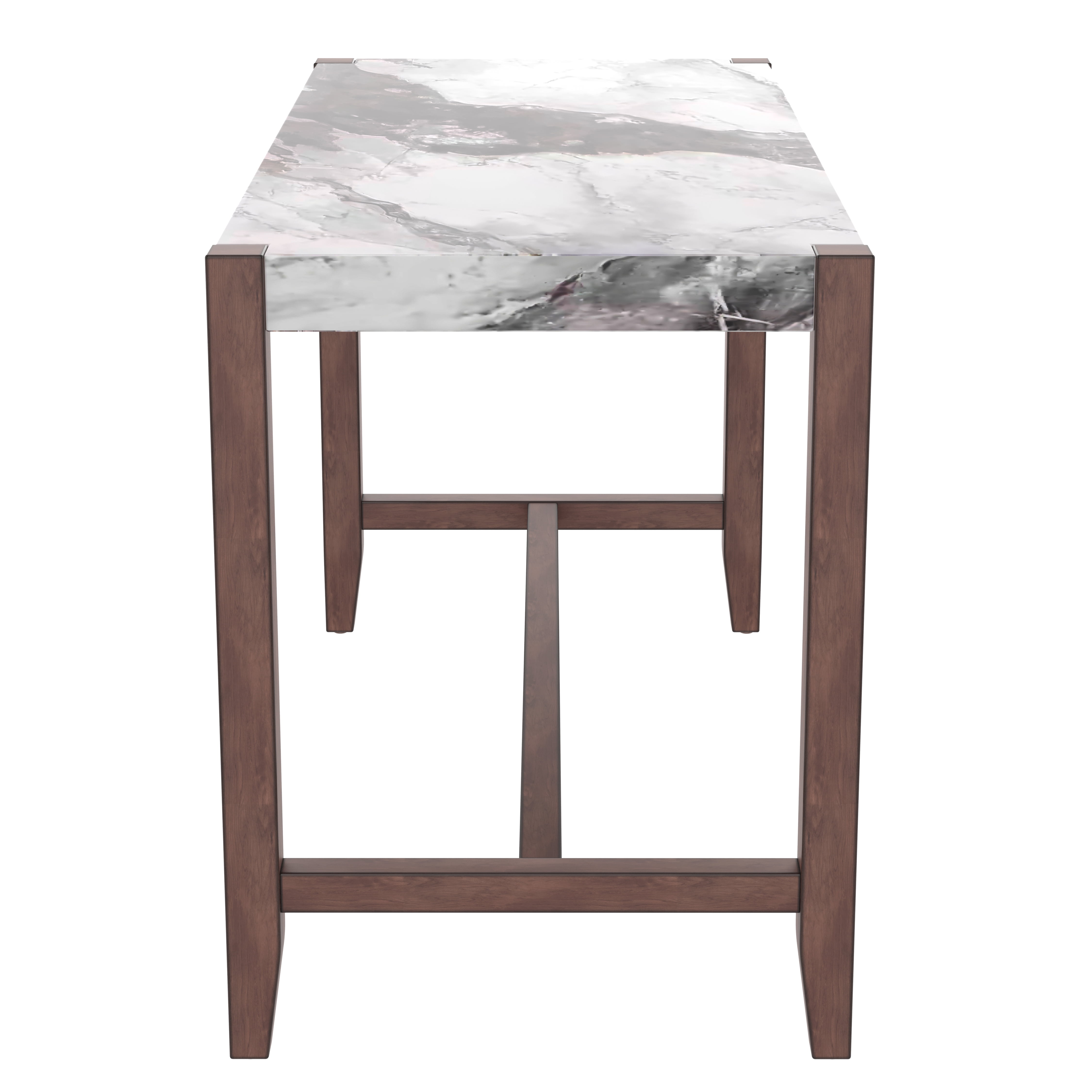 Euroco 3-Piece Counter Height Dining Table Set for 2, 47" Faux Marble Bar Table with 4 Upholstered Chairs and Solid Wood Frame,Mid-century Modern Dining Set for Dining Room,Perfect for Small Spac