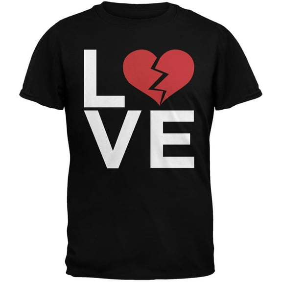 Love Broken Heart White Adult T-Shirt - Medium