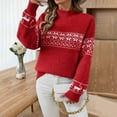 thumbnail image 6 of Hvot&aat Women's Vintage Fair Isle Sweaters Nordic Colorful Long Sleeve Pullover Argyle Knitted Top Boho Crewneck Tops, 6 of 7