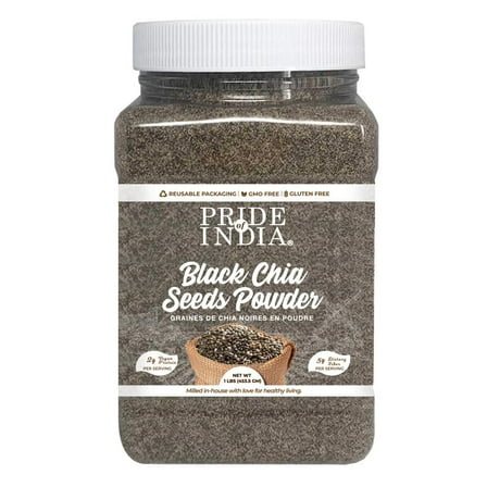 Pride of India Premium Black Chia Seeds Powder, 1 lb