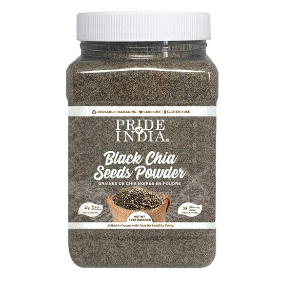 Pride of India Premium Black Chia Seeds Powder, 1 lb