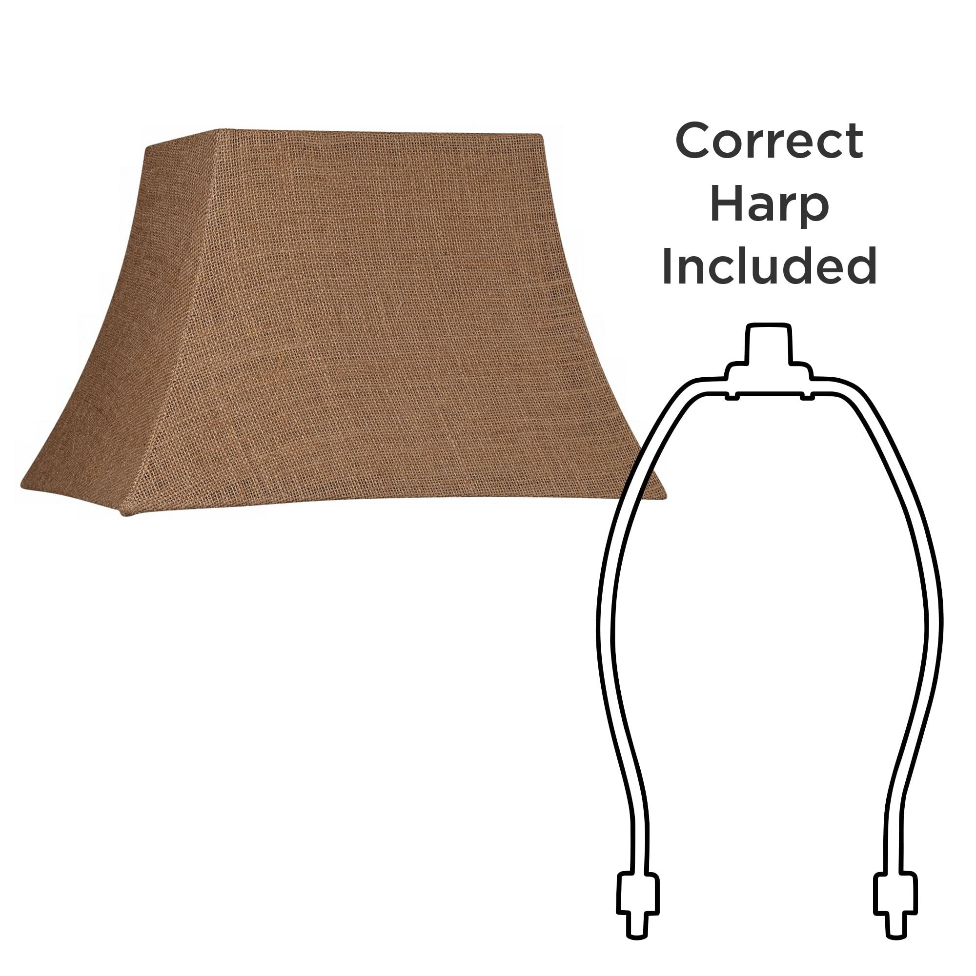 Springcrest Set of 2 Rectangular Lamp Shades Natural Medium 10" Wide x 7" Deep at Top 16" Wide x 12" Deep at Bottom 10.5" High Spider Harp Finial