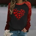 thumbnail image 2 of Penkiiy T-Shirts de la Saint-Valentin pour Femmes Col Rond Manches Longues T-Shirt Cœur Décontracté TG Rouge, 2 of 4