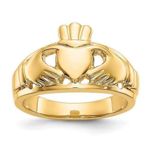 Primal Gold 10 Karat Yellow Gold High Polished Ladies Claddagh Ring