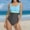 Sky Blue, variant on Generic Womens One Piece Swimsuit Color Block Athletic Modest Bathing Suit Tummy Control High Cut Scoop Swimwear