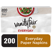 Vanity Fair Everyday Paper Napkins, 200 Count, White, Soft And Smooth Disposable Napkin