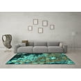thumbnail image 3 of Ahgly Company Machine Washable Indoor Rectangle Oriental Turquoise Blue Industrial Area Rugs, 2' x 4', 3 of 4