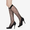 thumbnail image 6 of CHUNTIAN Sox Womens Fishnet Knee High Socks Girls Hollow Out Black Lace Stockings Sexy Sheer Mesh Trouser Socks Calf Sock, 6 of 7