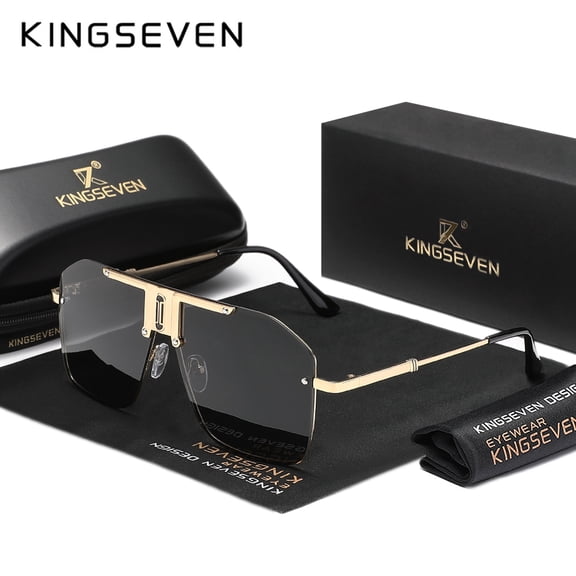 KINGSEVEN Oversized Alloy Frame Sunglasses For Women Men Driving UV400 Eyewear