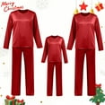 thumbnail image 6 of HNMKIU Satin Silk O-Neck with Button Pajamas Set Two-Piece Christmas Pajamas for Family Long Sleeve Sleepwear Loungewear Nightwear Pants for Kids Red,Kids_150, 6 of 8