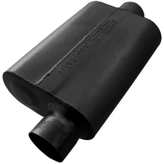 Flowmaster Exhaust Muffler 943041 40 Series Delta Flow; Single 3 Inch Offset Inlet; Single 3 Inch Center Outlet; 13 Inch Body/19 Inch Overall Length