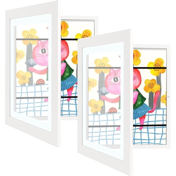 Happon 2 Pack Kids Art Frames, Front Opening Kids Art Display Frames , kids Art Frames Front Opening, A4 Art-Work, Storage Frames, Crafts, Drawing for Kids Drawing Crafting