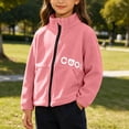 thumbnail image 6 of Boys Girls Fall Winter Solid Stand Collar Full Zip Fleece Jacket With Side Pockets, Soft Casual Coat,Pink, 6 of 9