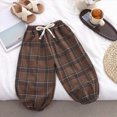 thumbnail image 6 of 2-3T Toddler Boys Girls Plaid Jogger Pants, Kids Drawstring Elastic Waist Retro Lantern Trousers with Side Pockets, Loose Casual Bottoms for 6-24 Months 2T 3T 4T 5T 6T 7T 8T Children,Khaki, 6 of 9