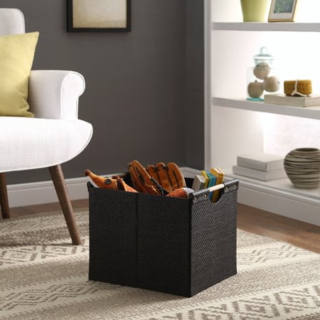 Better Homes & Gardens Black Weave Storage Bin with Wood Handle's