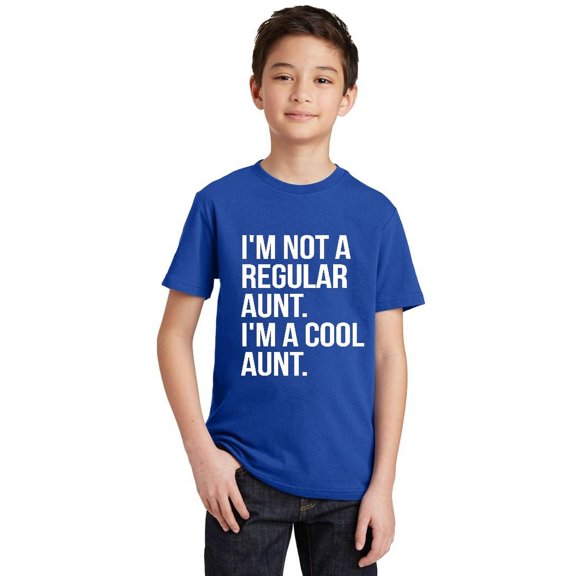 P&B Not a Regular Aunt I'm a Cool Aunt Youth T-shirt, Royal, M