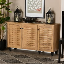 Baxton Studio Winda Modern and Contemporary Oak Brown Finished Wood 3-Door Shoe Cabinet