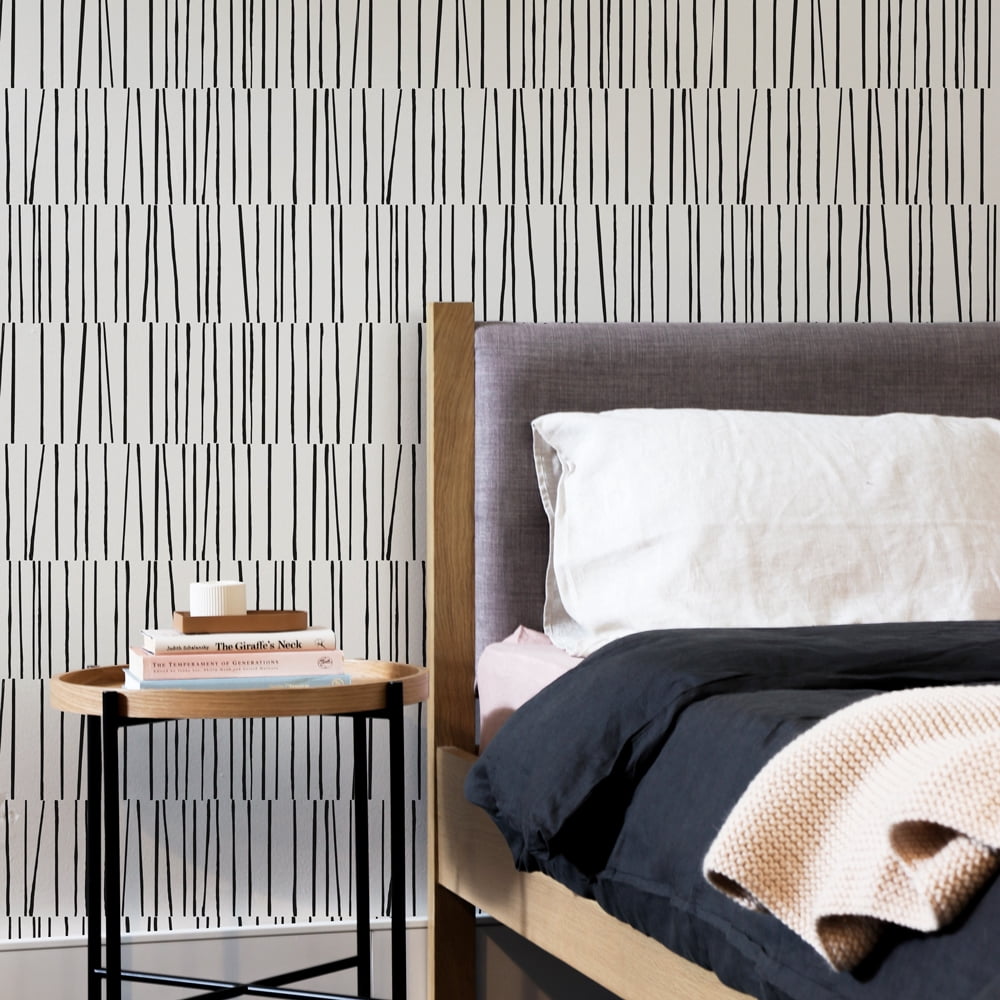 Tempaper x Bobby Berk Shift White & Black Peel and Stick Wallpaper By Bobby Berk, 20.5" x 33'