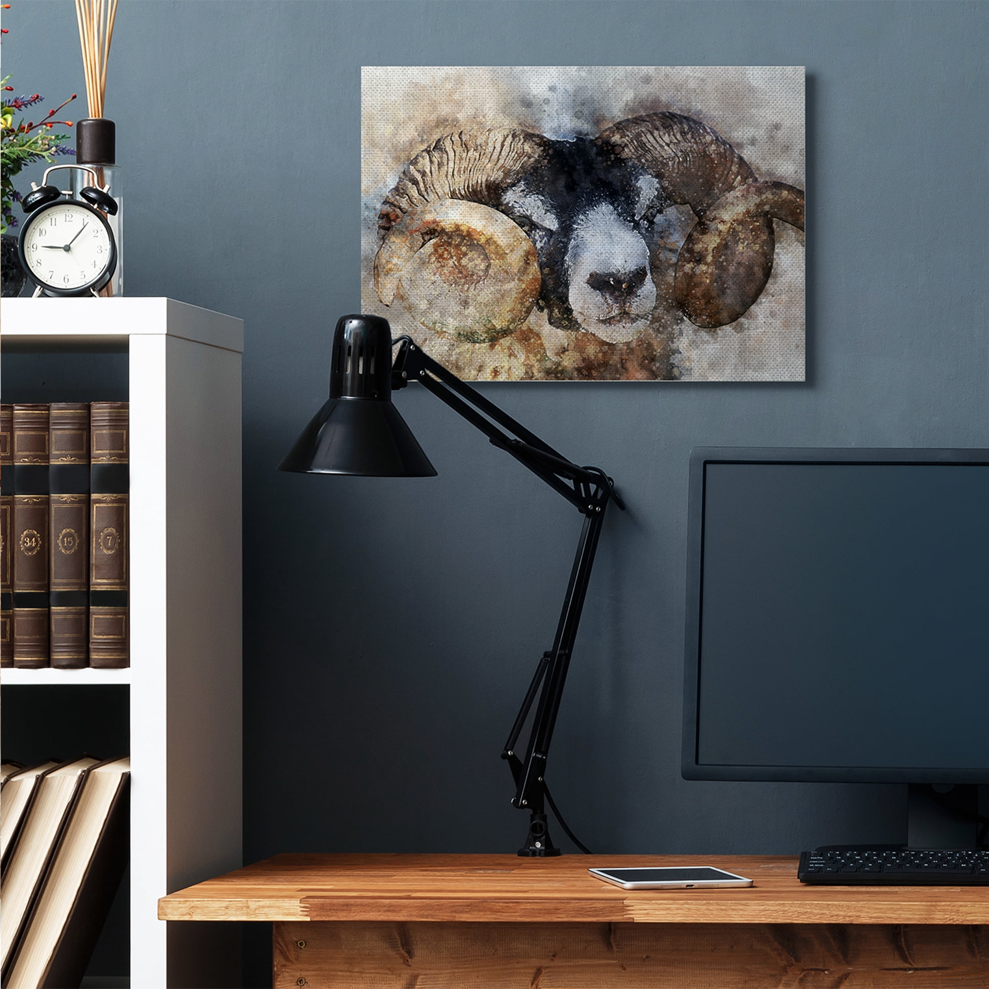 Stupell Industries Big Horned Ram Abstract Dreamlike Portrait Canvas Wall Art by Ziwei Li