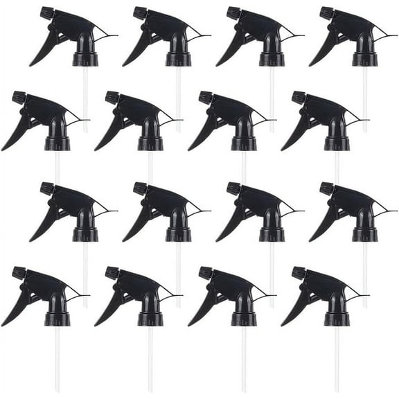 17 Pcs Spray Bottle Nozzle Black Plastic Spray Bottle Nozzle Heavy Duty Spraying Bottle Replacement Part for Home Office Cleaning Household Supplies