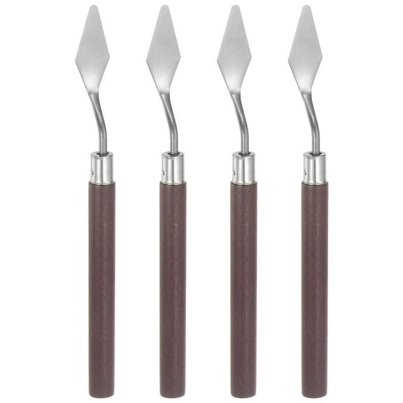 Uxcell 4 Packs 14mm Width No.3 Stainless Steel Palette knife Spatula Oil Painting Knife Red Wood Handle