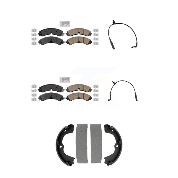 AmeriBRAKES Front Rear Ceramic Disc Brake Pads and Wear Sensors Kit (5Pc) for Car 2023-2024 GMC Chevrolet Sierra 2500 HD Silverado 3500 6.6L KNW-101441