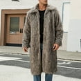 thumbnail image 5 of Miluxas Faux Fur Coats for Men Warm Winter Long Cardigan Jackets Long Sleeve Fleece Jacket Parka Outerwear Brown, 5 of 8