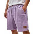thumbnail image 6 of Men's Vertical Stripe Corduroy Shorts with Elastic Waist and Relaxed Fit Featuring Soft Breathable Fabric for Casual Outings Weekend Brunch Daily Errands Purple XXL, 6 of 6