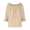 thumbnail image 7 of Timegard Off the Shoulder Tops for Women Plus Size Dressy Casual Solid Color Loose Fashion Tee Blouse, 7 of 7