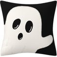 thumbnail image 3 of Halloween Boo Pillow Cover Farmhouse Decorative Throw Pillow Case Indoor Outdoor Cushion Cover Boo Halloween Ghost Linen Pillowcase for Couch Living Room 18 x 18 Inch Set of 4, 3 of 6