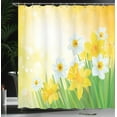 thumbnail image 4 of Ambesonne Floral Shower Curtain, Flower Garden in Summer, 69"Wx75"L, Green Yellow White, 4 of 5