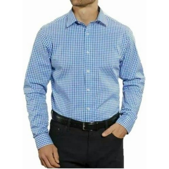 Kirkland Signature Men's Traditional Dress Shirt (Blue Check, XX-Large , 18-18.5 X34/35)