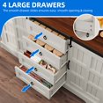 thumbnail image 4 of Uforic 59" Farmhouse Sideboard Cabinet, Kitchen Storage Buffet Cabinet with Doors & Drawers & Adjustable Shelves, White, 4 of 10