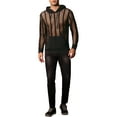thumbnail image 2 of INSPIRE CHIC Sheer Mesh Hoodies for Men's Long Sleeves See Through Striped Pullover Tee Shirts, 2 of 4