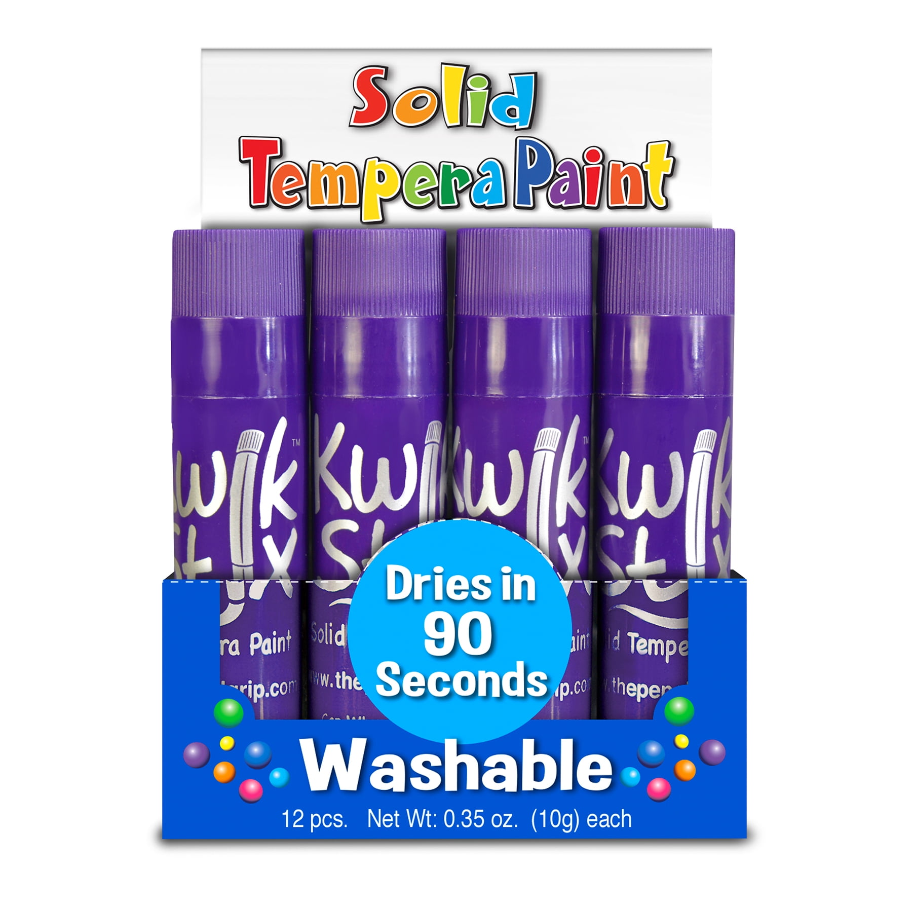 Kwik Stix Tempera Paint Sticks, Single Color Pack, Purple, 12 per Pack, 2 Packs