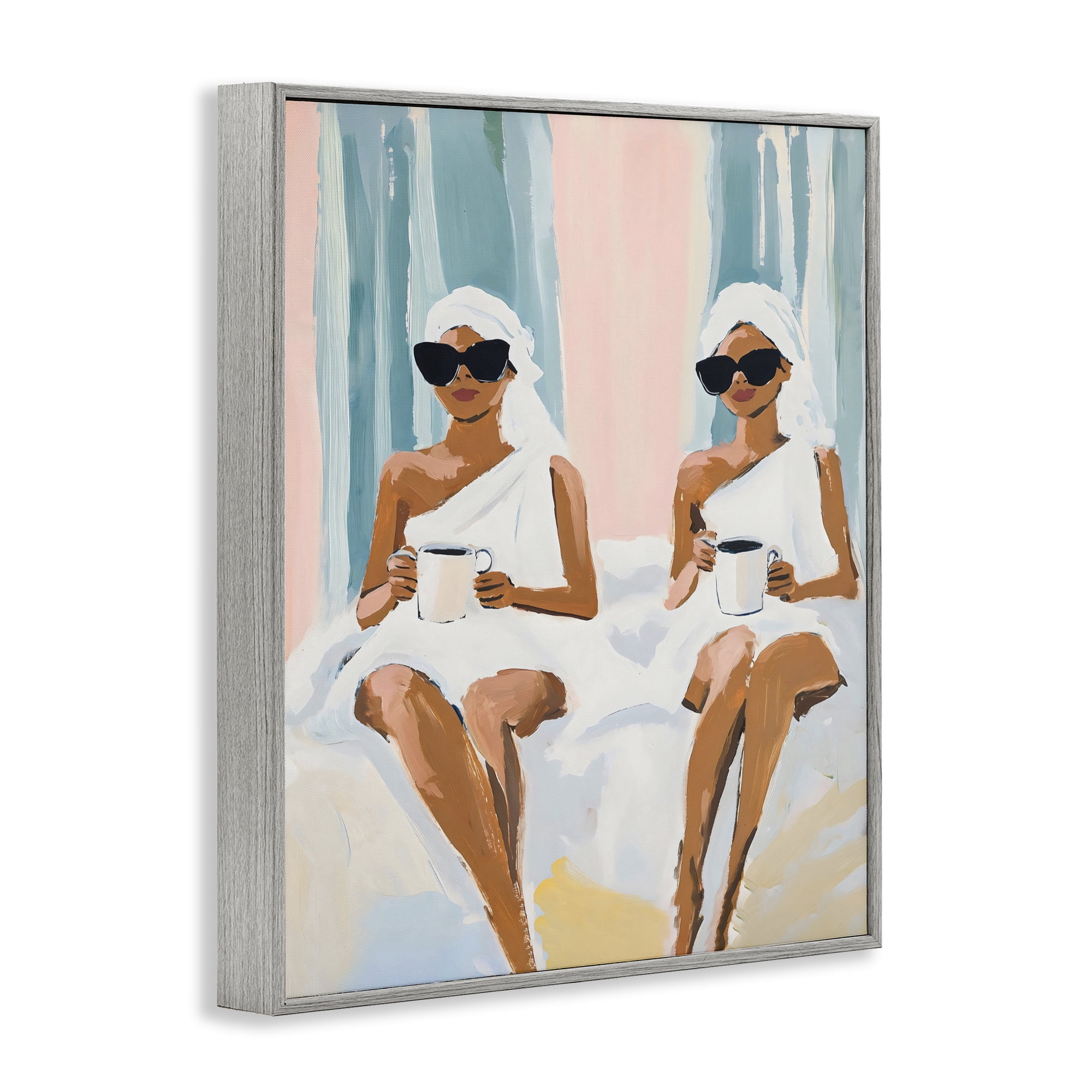 Stupell Industries Girls Spa Day with Coffee Gray Framed Giclee Art, design by The Prints Vibe