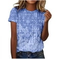 thumbnail image 2 of Azrian Plus Size Tops,Womens Shirts,Womens Blouses Women's Fashion Printed T-shirt Short Sleeves Blouse Round Neck Casual Tops Season Clearance, 2 of 4