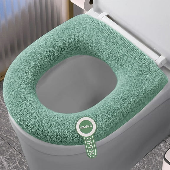 Sulaicai Soft Toilet Seat Cover - Plush & Thick Fabric Toilet Seat Warmer for Universal Toilet Seats - Reusable, Machine-Washable, Easy-Install (Green)