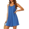 thumbnail image 4 of Camisón sin mangas para mujer INSPIRE CHIC, pijama elástico con tirantes anchos, camisa de dormir corta, talla XL, color azul, 4 of 6
