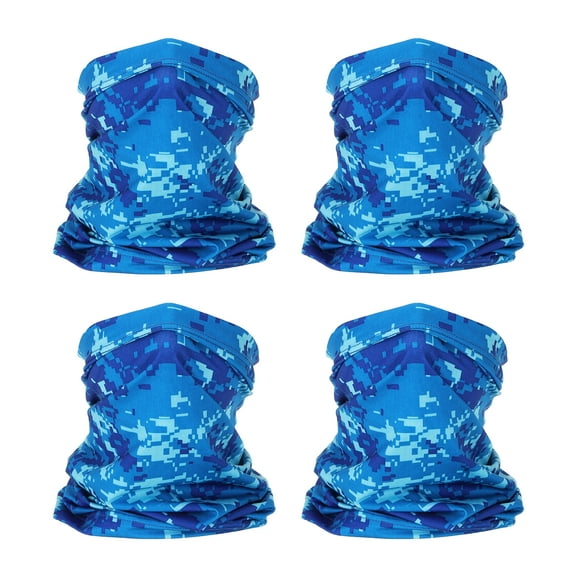 Uxcell Neck Gaiter, 4 Pack Breathable Cooling Face Cover Scarf for Cycling Running, Camo Blue