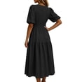 thumbnail image 6 of Iyufng Long Summer Puff Sleeves Dresses for Women V-Neck with Fitted Waist and Back Zipper, 6 of 7