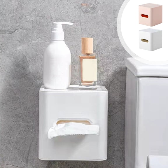 Toilet Paper Dispenser Wall Mounted Tissue Box Holder, Translucent Plastic Bathroom Storage Cabinet for Clutter-free Organization and Easy Roll Access, Topliu