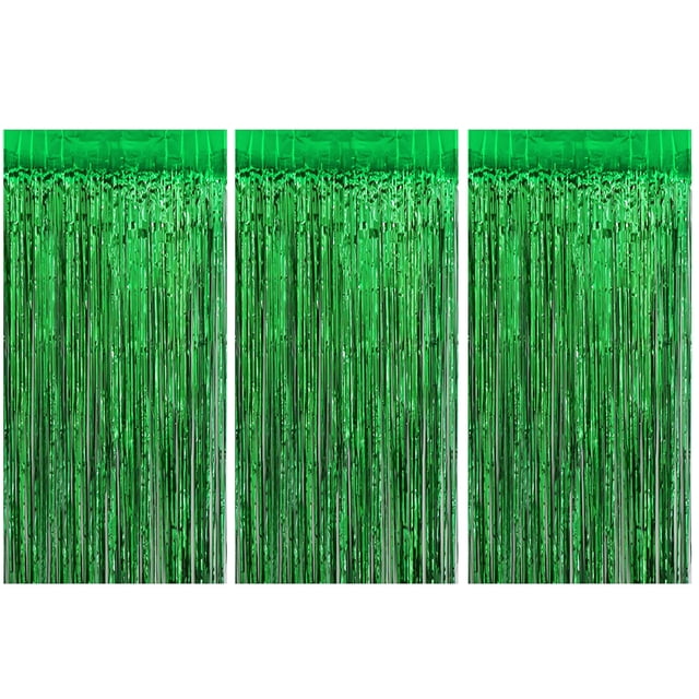 CIMAXIC Rideau en Feuille 3 Pcs Toiles de Fond de Fête de Festival Rideau à Franges en Feuille de Guirlande Verte, 78.74"X39.37"X0.04 Pouces