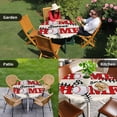 thumbnail image 4 of White Red Baseball Round Tablecloth for 36-44 Inch Tables, Fitted Table Cover with Elastic Edge, Modern Art Funny Words Waterproof Outdoor Table Cloth Protector for Patio Garden Dinner Picnic, 4 of 9