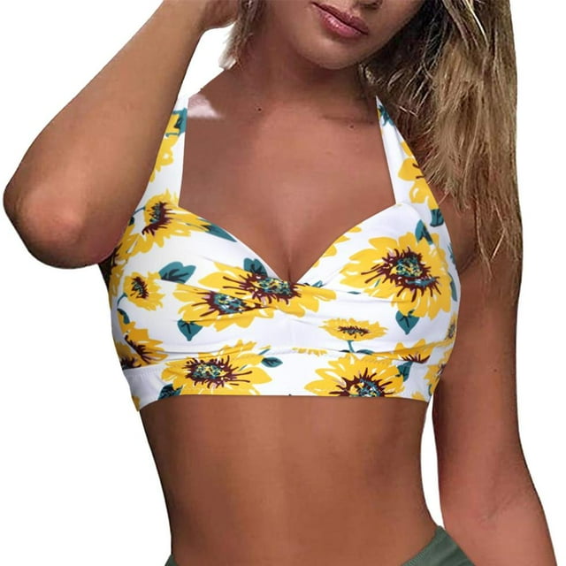 Birdeem Haut de Bikini Dos Nu à Col Licou pour Femmes, Mode Polyvalente Aguichant à Imprimé