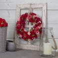 thumbnail image 2 of Northlight 12.5" Red/White Flowers and  Berries Artificial Valentine's Day Floral Wreath, 2 of 4